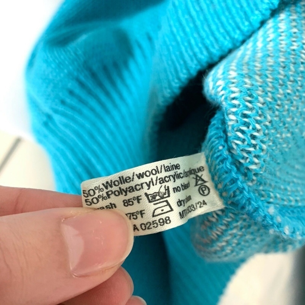 MASER Vintage Sweater Blue White Crew Neck Snowflake Blue White - Picture 5 of 5